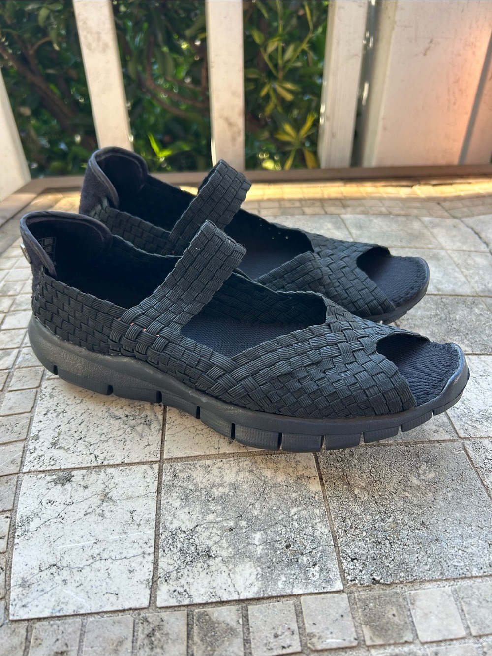 Bernie Mev Black Woven Mary Jane Comfort Sandals - Women's Sz 38( US 7) nwt